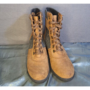 Women's Sorel Lexie Wedge Felt Leather Boots NL3376-256 Brown - Size 7.5